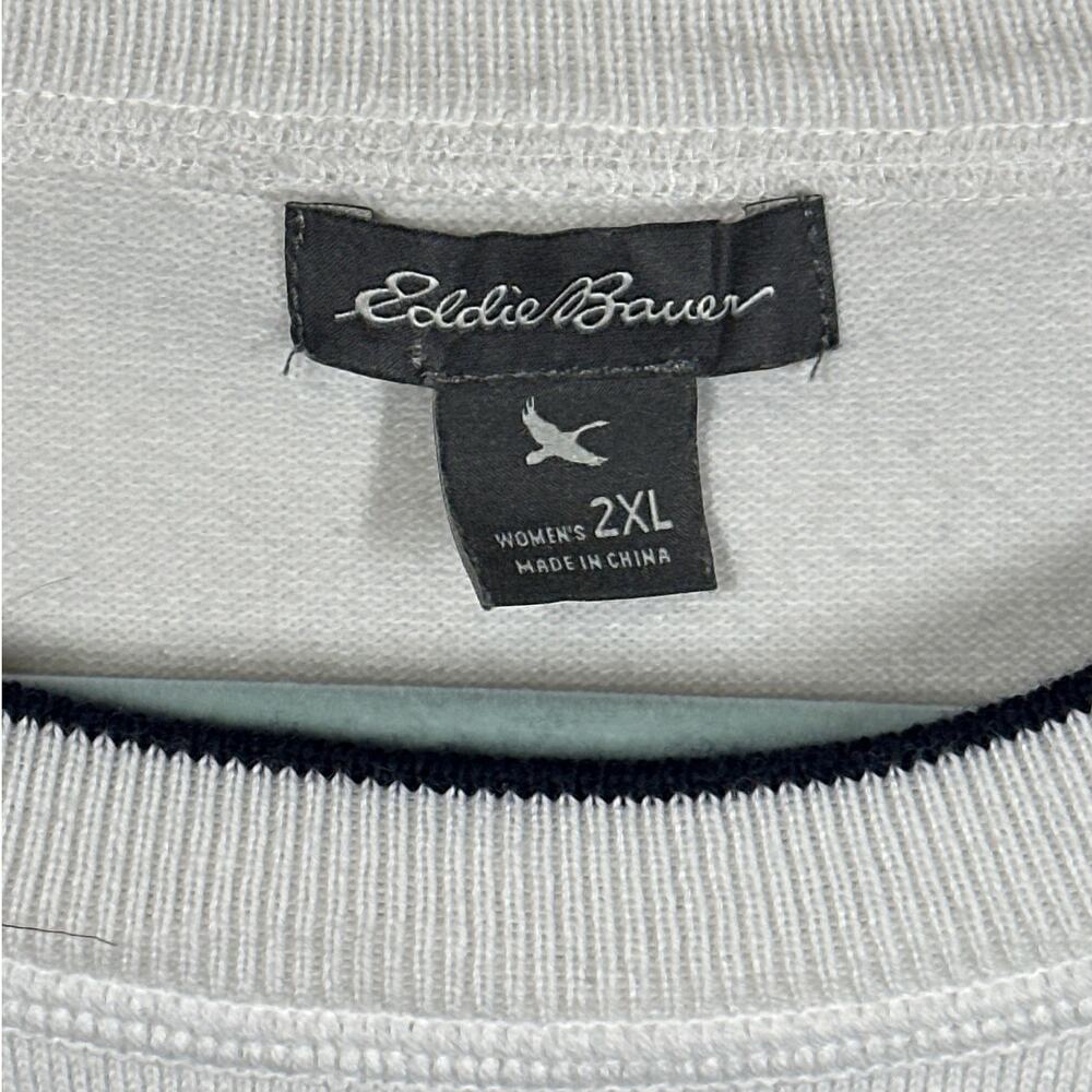 Eddie Bauer Colorblock Two-Tone 3/4 Sleeve Sweater Top Blue White Size 2XL ** - Picture 5 of 9